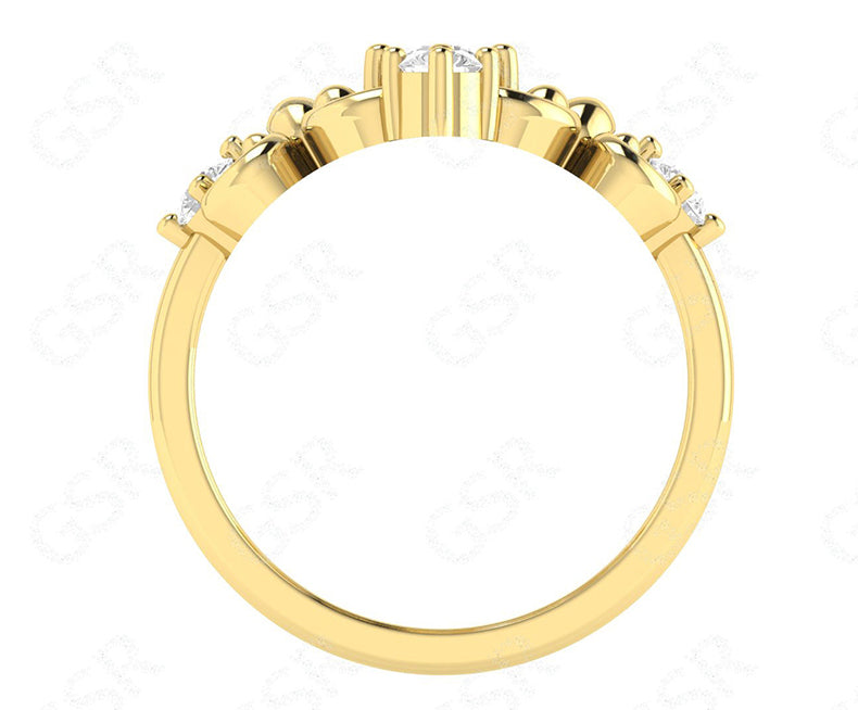 Elegant Royal Vintage Gold Ring - Art Deco Moissanite Beauty - Dainty Anniversary Ring with Floral Pattern - Unique Estate Jewelry Ring - Ideal Mother's Day Gift