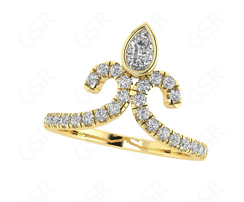 Elegant Vintage Chevron Band - V Shape Moissanite Beauty - Silver and Gold Ring - Unique Promise Ring - Dainty Ring - Anniversary Gift Ring