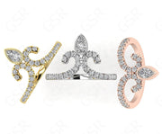 Elegant Vintage Chevron Band - V Shape Moissanite Beauty - Silver and Gold Ring - Unique Promise Ring - Dainty Ring - Anniversary Gift Ring