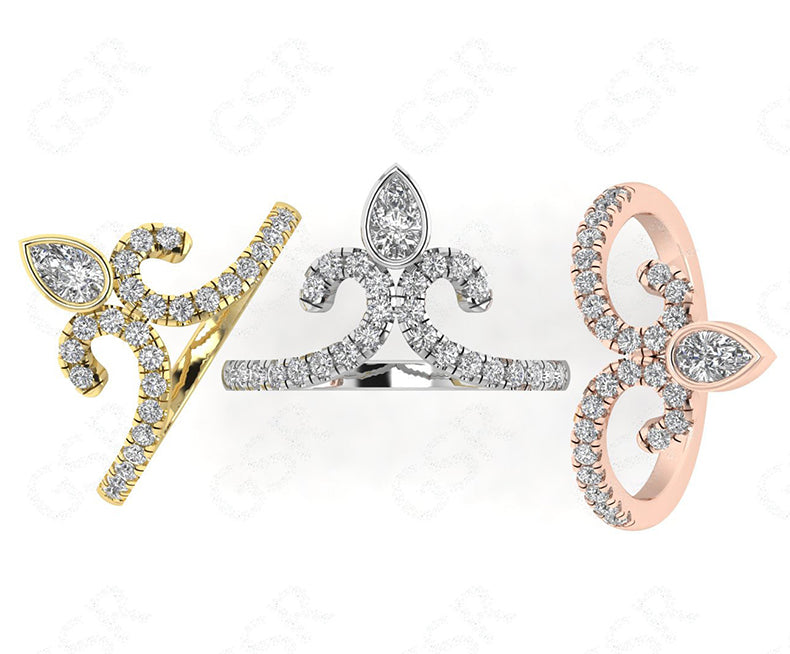 Elegant Vintage Chevron Band - V Shape Moissanite Beauty - Silver and Gold Ring - Unique Promise Ring - Dainty Ring - Anniversary Gift Ring