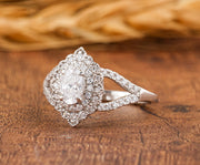 Art Deco Engagement Ring, Vintage Moissanite Ring, Antique Style Wedding Ring, Moissanite Estate Jewelry Rings For Women, Promise Ring