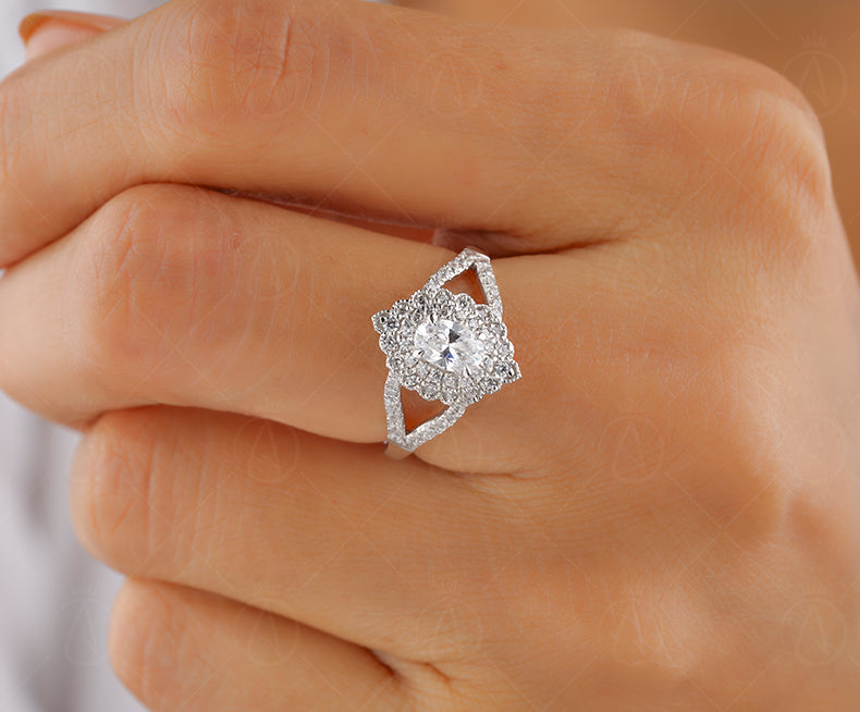 Art Deco Engagement Ring, Vintage Moissanite Ring, Antique Style Wedding Ring, Moissanite Estate Jewelry Rings For Women, Promise Ring