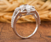 1920s Antique Vintage Inspired Ring, Art Deco Moissanite Ring, Art Deco Milgrain Engagement Ring, Unique Split Shank Ring, Rings For Women