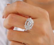Edwardian Moissanite Engagement Ring, Art Deco Vintage Inspired Ring, Milgrain Wedding Ring, Moissanite Unique Promise Rings For Women