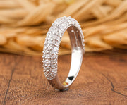 Moissanite Vintage Wedding Bands Women, Milgrain Eternity Band, Antique Art Deco Ring, Gold Wide Band Ring, Anniversary Rings For Women
