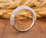 Moissanite Vintage Wedding Bands Women, Milgrain Eternity Band, Antique Art Deco Ring, Gold Wide Band Ring, Anniversary Rings For Women
