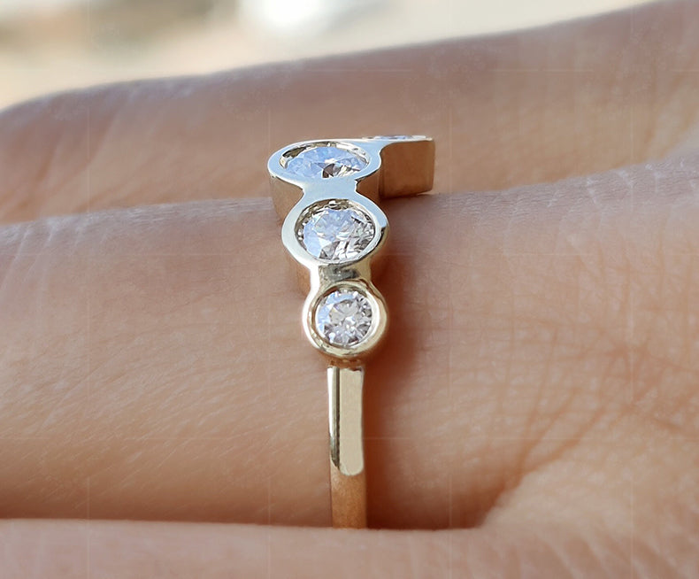 Radiant Moissanite Bubble Ring: A Stunning Gold Stackable Statement Ring for Minimalist Elegance and Timeless Beauty