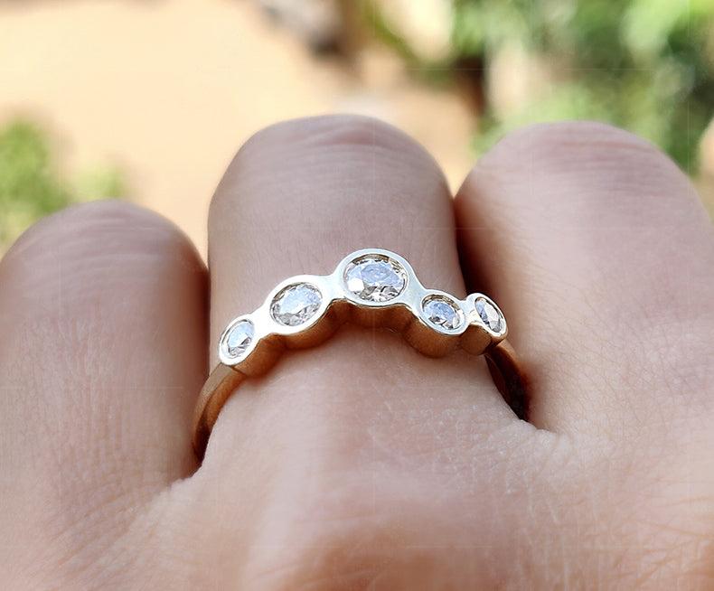 Radiant Moissanite Bubble Ring: A Stunning Gold Stackable Statement Ring for Minimalist Elegance and Timeless Beauty