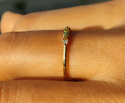Stunning Stackable Birthstone Rings - Silver and Gold Baguette Peridot Stacking Beauty - Minimalist Three-Stone Dainty Ring