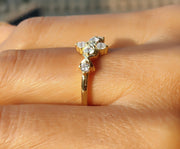 Timeless Elegance: Silver and Gold Vintage Floral Stacking Ring, a Delicate Art Deco Design for a Unique Minimalist Moissanite Promise Ring or Wedding Band