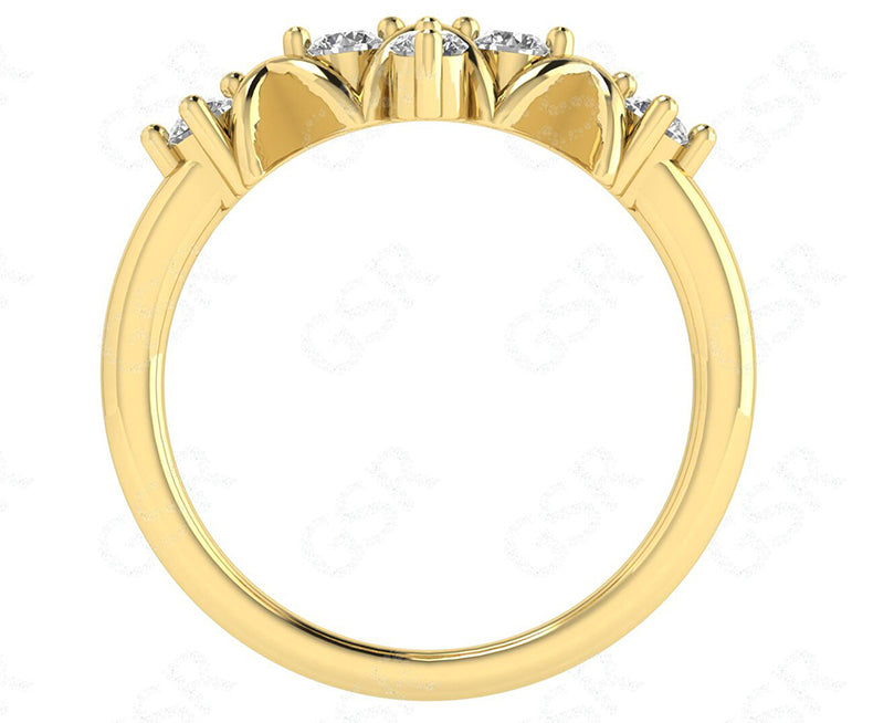 Timeless Elegance: Silver and Gold Vintage Floral Stacking Ring, a Delicate Art Deco Design for a Unique Minimalist Moissanite Promise Ring or Wedding Band
