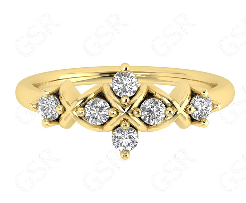 Timeless Elegance: Silver and Gold Vintage Floral Stacking Ring, a Delicate Art Deco Design for a Unique Minimalist Moissanite Promise Ring or Wedding Band