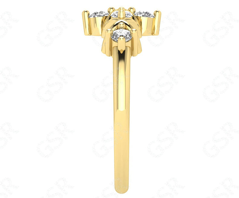 Timeless Elegance: Silver and Gold Vintage Floral Stacking Ring, a Delicate Art Deco Design for a Unique Minimalist Moissanite Promise Ring or Wedding Band