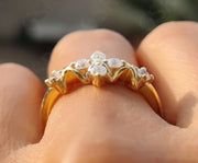 Timeless Elegance: Silver and Gold Vintage Floral Stacking Ring, a Delicate Art Deco Design for a Unique Minimalist Moissanite Promise Ring or Wedding Band