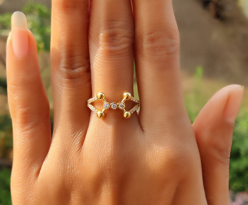 Unique Modern Gold Ring - Moissanite Anniversary Band - Silver and Gold Minimalist Stacking Ring - Dainty Fashion Jewelry - Women's Ring
