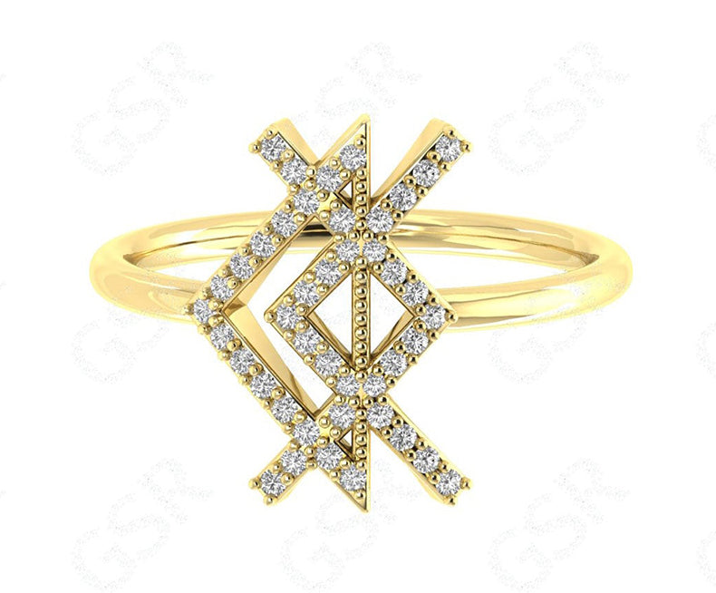 Viking Rune Love Ring - Silver and Gold Moissanite Stackable Beauty - Dainty Minimalist Ring with a Unique Twist
