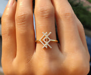 Viking Rune Love Ring - Silver and Gold Moissanite Stackable Beauty - Dainty Minimalist Ring with a Unique Twist