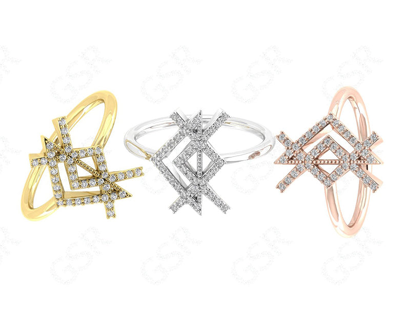 Viking Rune Love Ring - Silver and Gold Moissanite Stackable Beauty - Dainty Minimalist Ring with a Unique Twist