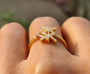 Viking Rune Love Ring - Silver and Gold Moissanite Stackable Beauty - Dainty Minimalist Ring with a Unique Twist