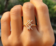 Viking Rune Love Ring - Silver and Gold Moissanite Stackable Beauty - Dainty Minimalist Ring with a Unique Twist