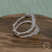 Engagement Ring Jacket Enhancer, Double V Shaped Wedding Band, Moissanite Ring Guard, Ring Enhancers And Wraps, Customizable Ring Enhancer