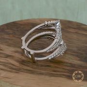 Ring Jacket, V-Shaped Wedding Ring Enhancer , Ring enhancers and wraps, 14K Gold Moissanite ring enhancer, Women's Ring Promise band Gift