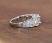 Floral Nature Inspired Ring, Vintage Art Deco Style Ring, Milgrain Ring, Antique Moissanite Halo Engagement Ring, Promise Rings For Women
