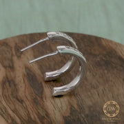 Channel Set Diamond C Shaped Earrings, Open Hoop Earrings For Women, Lab Grown Diamond C Hoop Earrings, Lab Created Diamond Gold Earrings