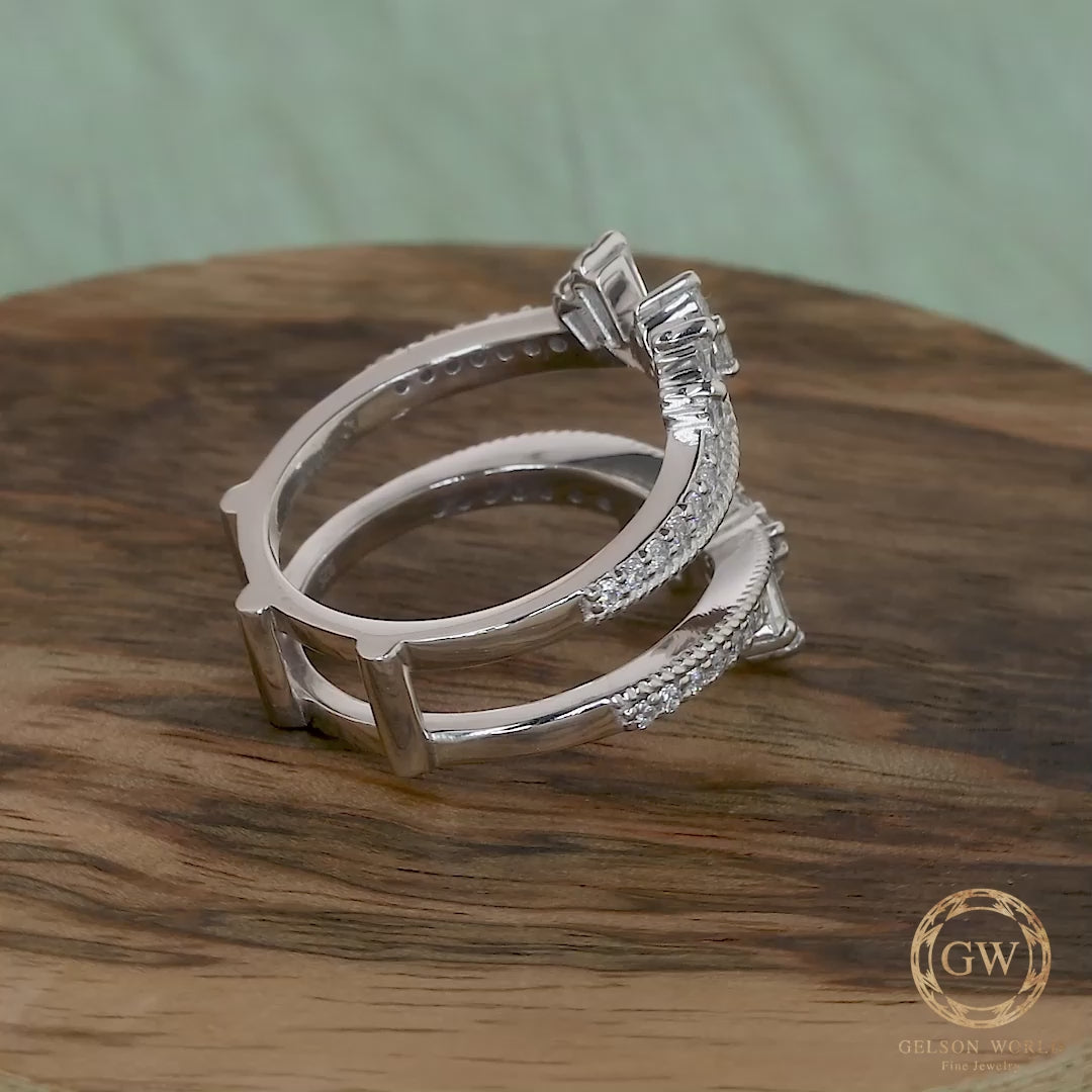 Enhancer wedding band, Ring guard enhancer wrap, Ring Set Women