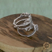 Ring Enhancer, Moissanite Vintage Bridal Ring Set, Ring Jacket and Engagement Ring, Art Deco Wedding Ring Enhancer Set, wrap guard band