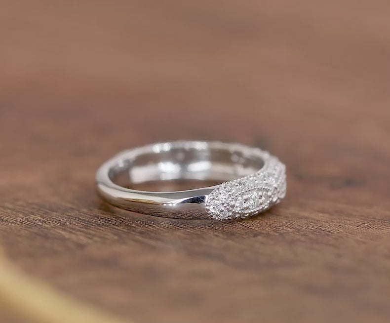 Moissanite Vintage Wedding Bands Women, Milgrain Eternity Band, Antique Art Deco Ring, Gold Wide Band Ring, Anniversary Rings For Women