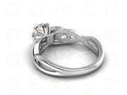 0.85 Ct Round Cut Moissanite Twist Solitaire Engagement Wedding Ring, cross-over setting, Sterling Silver, Propose Ring, Gift for Her
