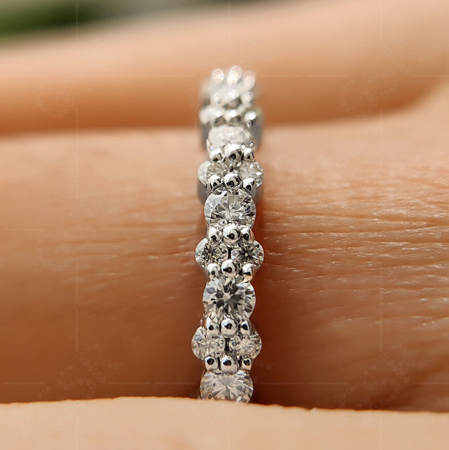 Elegant Moissanite Wedding Bands for Women - Alternating Round Moissanite Full Eternity Beauty - Perfect Stackable Rings, Bridal Matching Band, or Promise Ring - Gelson World - Premium Silver and Gold Jewelry for USA Shoppers
