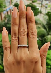 Elegant Moissanite Wedding Bands for Women - Alternating Round Moissanite Full Eternity Beauty - Perfect Stackable Rings, Bridal Matching Band, or Promise Ring - Gelson World - Premium Silver and Gold Jewelry for USA Shoppers