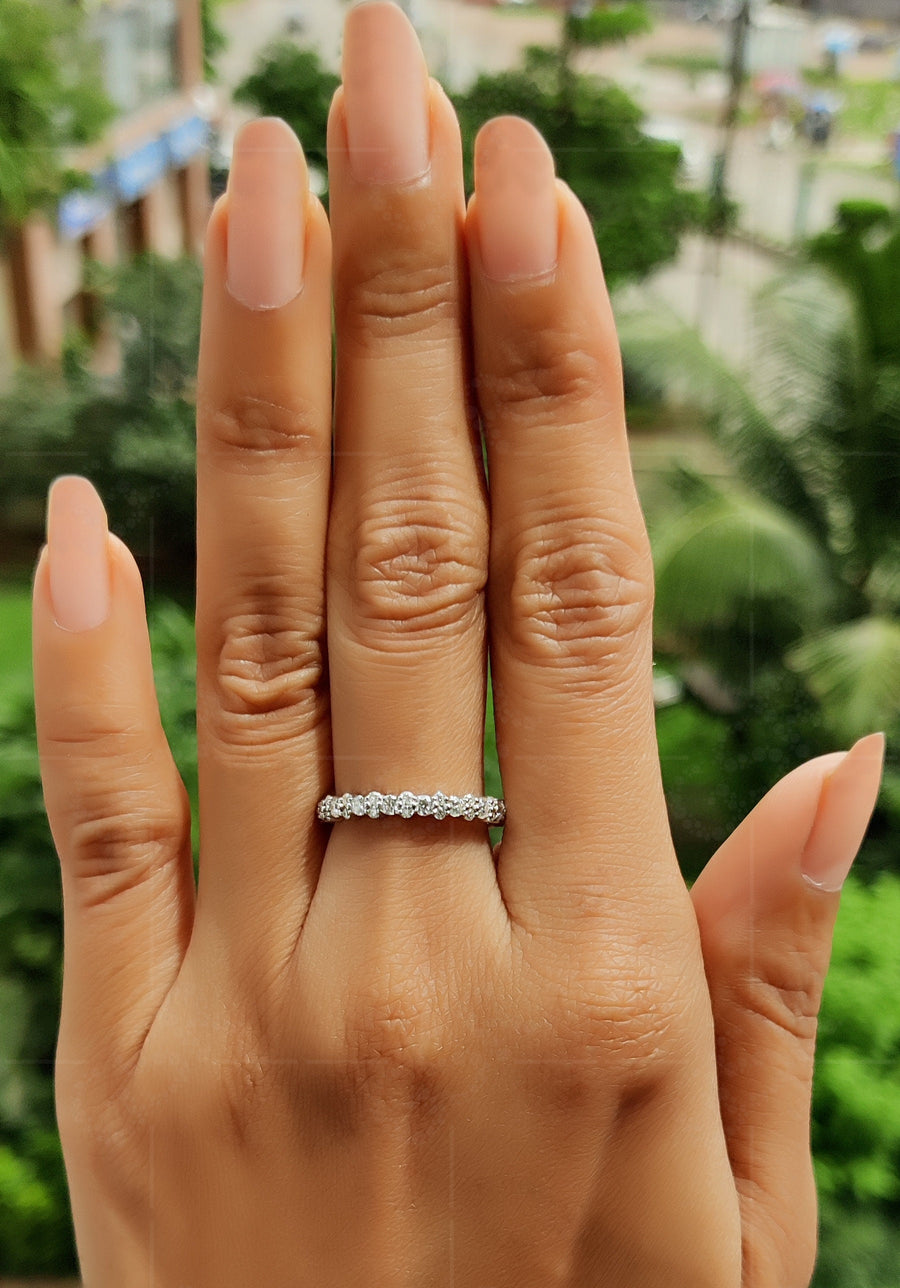 Elegant Moissanite Wedding Bands for Women - Alternating Round Moissanite Full Eternity Beauty - Perfect Stackable Rings, Bridal Matching Band, or Promise Ring - Gelson World - Premium Silver and Gold Jewelry for USA Shoppers