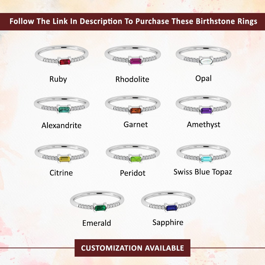 October Birthstone Opal Baguette Ring - Delicate Gold Stacking Ring for Women - Gelson World - Premium Silver and Gold Jewelry for USA Shoppers