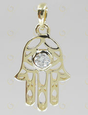 Gold Hamsa Pendant, Hamsa Hand Sign Diamond Pendant, Solitaire Moissanite Pendant, Dainty Pendant, Religious Jewelry, Protection Hand