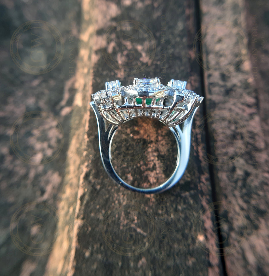 7.15 Tcw Vintage Emerald Estate Ring For Women, Cocktail Ring, Sterling Silver, Art Deco Engagement Ring, Jewelry for her