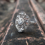 0.75 TCw Vintage Art Deco Style White Round Cut Cz Moissanite Diamond Antique Engagement Ring Edwardian Style Vintage Reproduction Ring