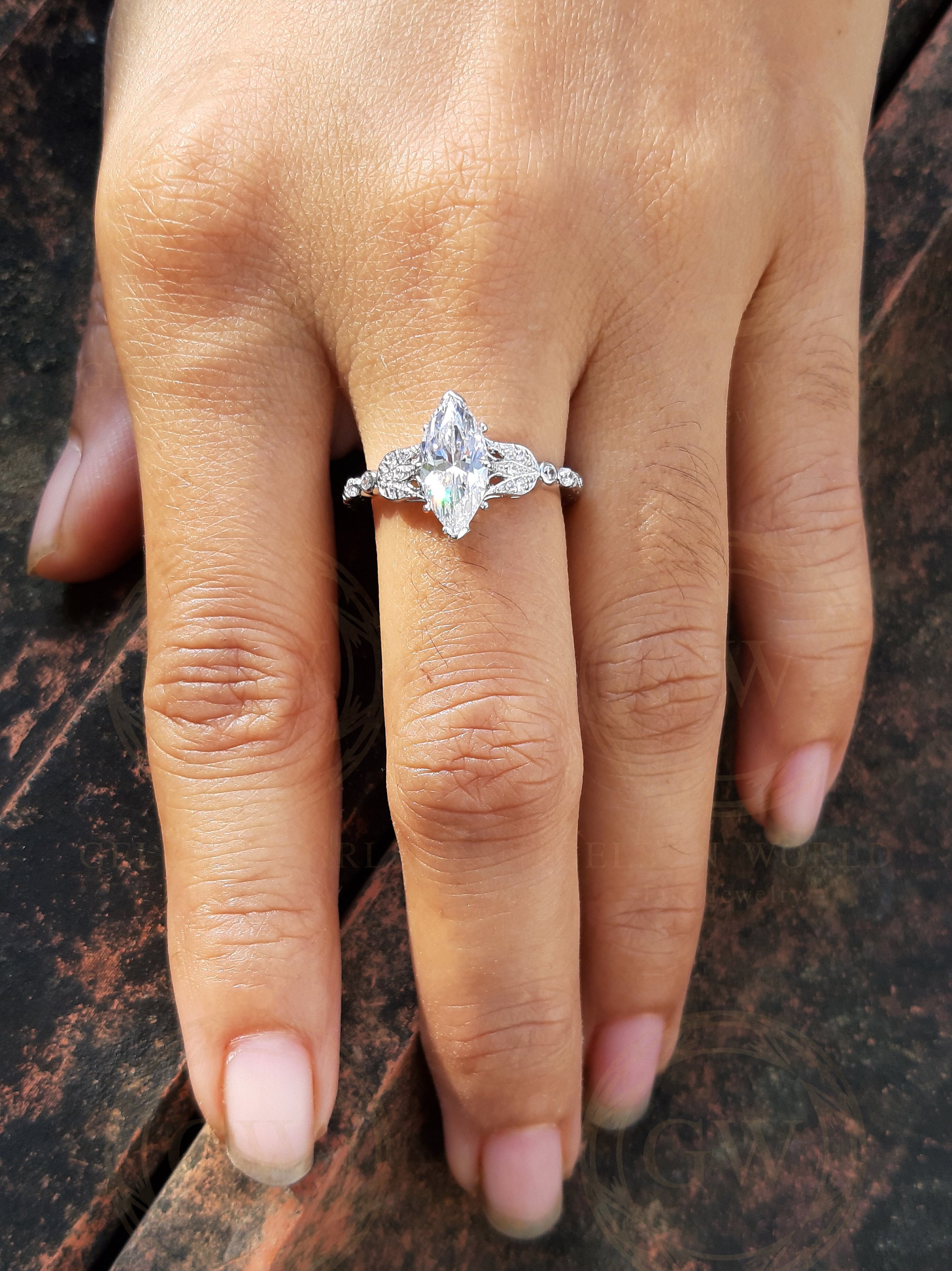 Engagement rings antique, Vintage Art Deco Engagement Ring, Marquise Wedding ring, Filigree Ring for women, Promise Ring, Sterling Silver