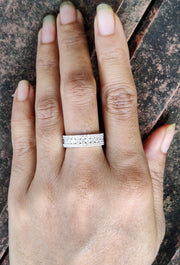 Wedding rings women / Full eternity rings for women / 3 row Round Moissanite diamond ring / wedding bands women / 925 Sterling Silver