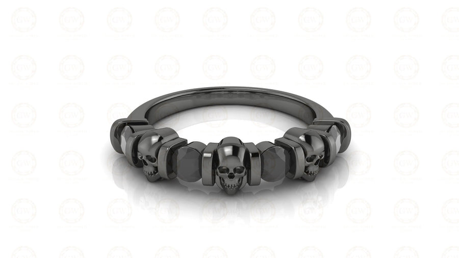 0.65 Ct Unique Gothic Skull Round 4 Stone CZ Engagement Wedding Ring, Women Wedding ring, Sterling Silver, Propose Ring, Halloween Gift