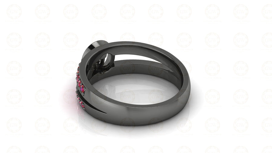 Unique Women Black Skull Engagement Ring, Sterling Silver, Birthstone July Ruby gemstone Women ring, Sterling Silver, Gift for her