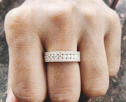 Wedding rings women / Full eternity rings for women / 3 row Round Moissanite diamond ring / wedding bands women / 925 Sterling Silver