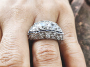 3.20 Ct Art Deco Engagement Ring for Women, Sterling Silver, Moissanite & Lab Created Diamond Ring, Vintage Wedding Ring, Estate Ring Women