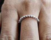 2 mm Wide Round Moissanite Diamond Women Stacking Wedding Band, Half Eternity Ring, Shared Prong Anniversary Ring, Matching Band