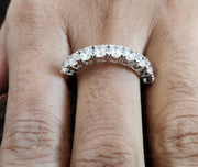 2.25 Ct 4 mm Wide Round Moissanite Diamond Women Stacking Wedding Band, Half Eternity Ring, Anniversary Ring, Matching Band