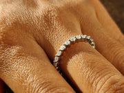 2.20 mm Wide Round Moissanite Diamond Women Stacking Wedding Band, Full Eternity Ring, Shared Prong Anniversary Ring, Matching Band