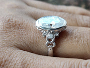 Antique Estate Bezel Moissanite Large Oval Engagement Ring In 925 Sterling Silver For Women