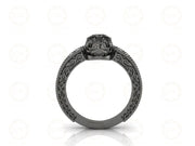 Unique Black Skull Vintage Engagement Ring, Gothic Wedding Ring, 925 Sterling silver, Women Skull ring
